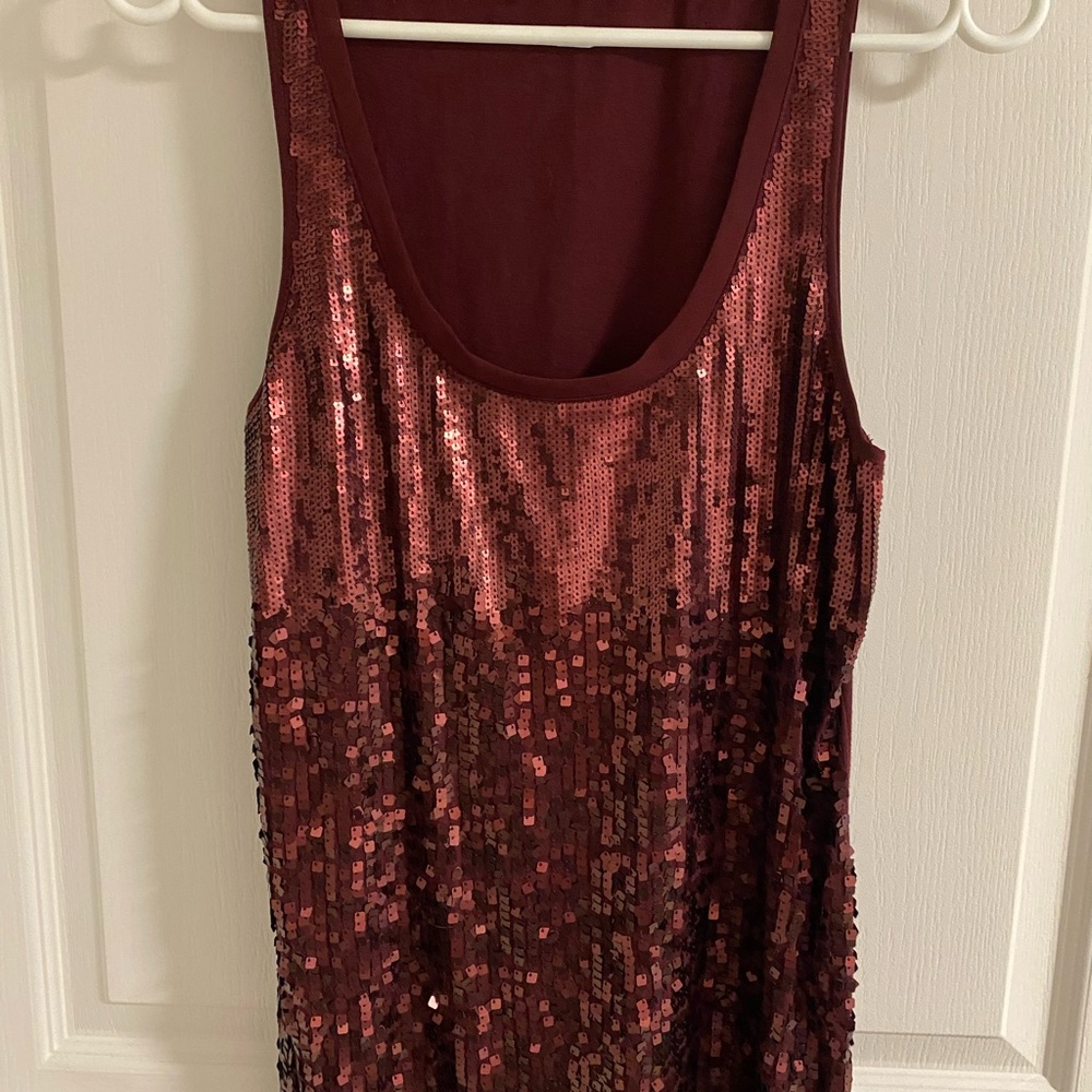 Express Burgundy Sequin Tank Top